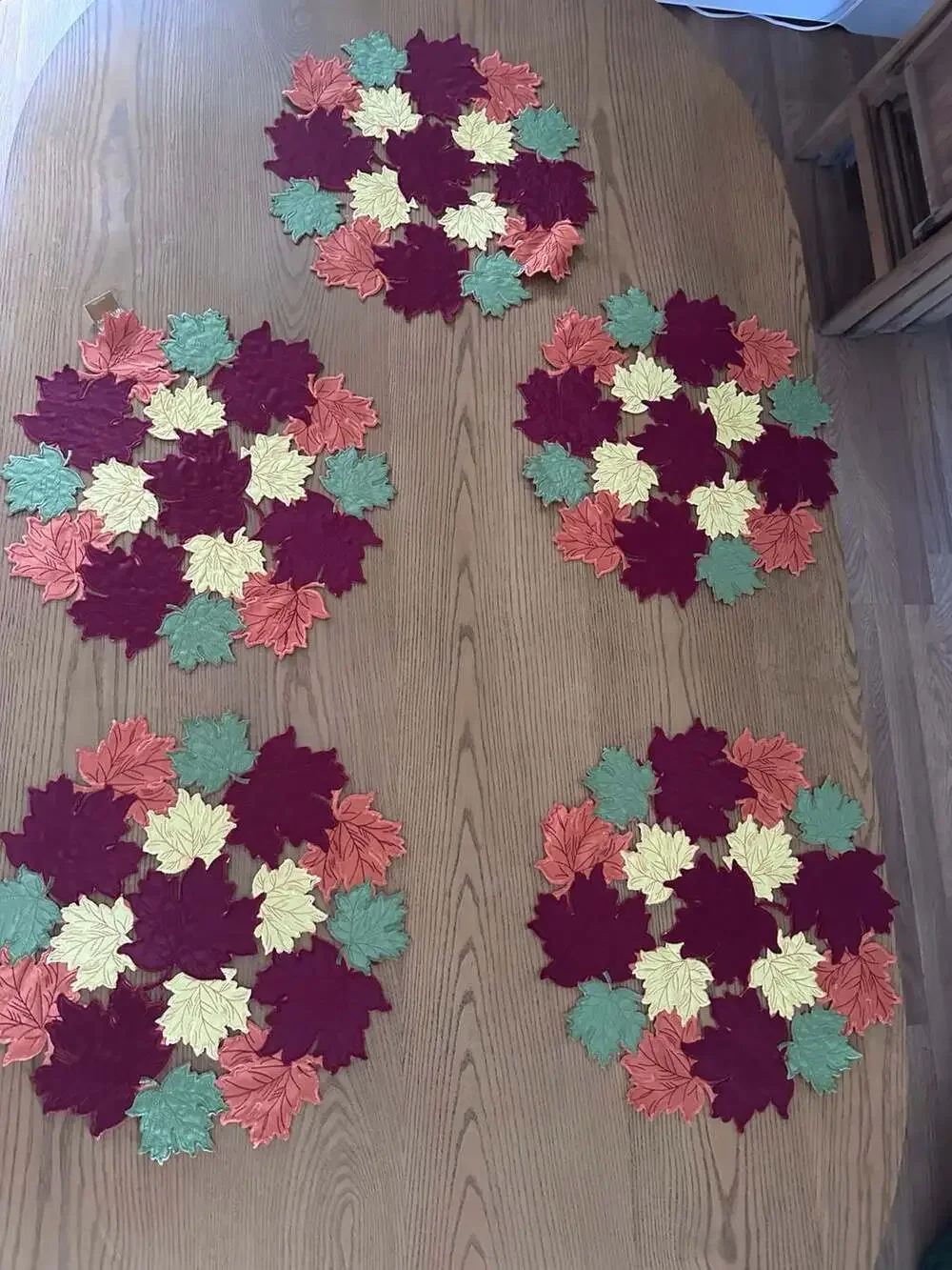 Harvest Season Autumn Leaf Placemats Set of 5 Fall Thanksgiving Table Decor